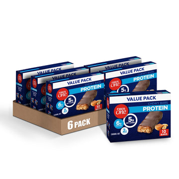 Fiber One Chewy Protein Bars, Caramel Nut, Protein Snacks, 10 Ct (Pack Of 6)