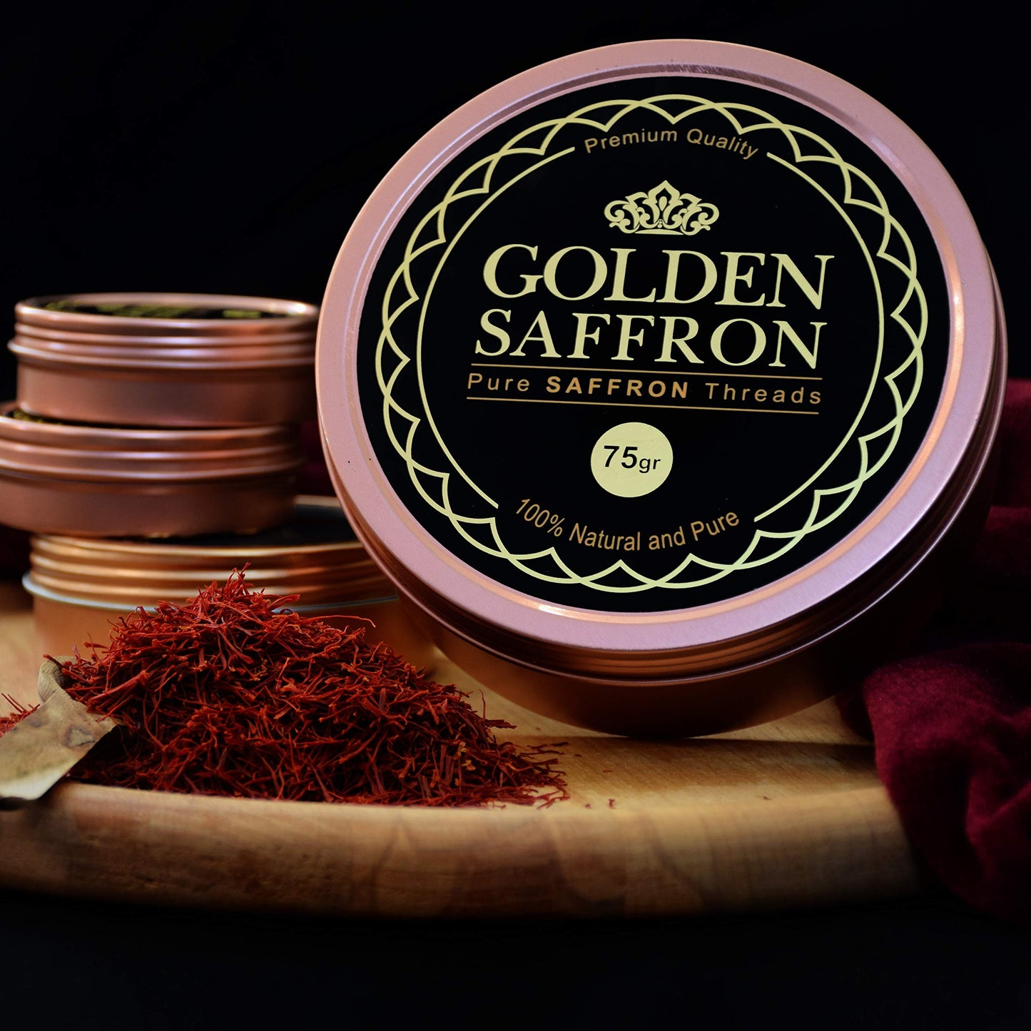 Golden Saffron, Finest Pure Premium All Red Saffron Threads, Grade A+ Super Negin, Non-GMO Verified. For Tea, Paella, Rice, Dess