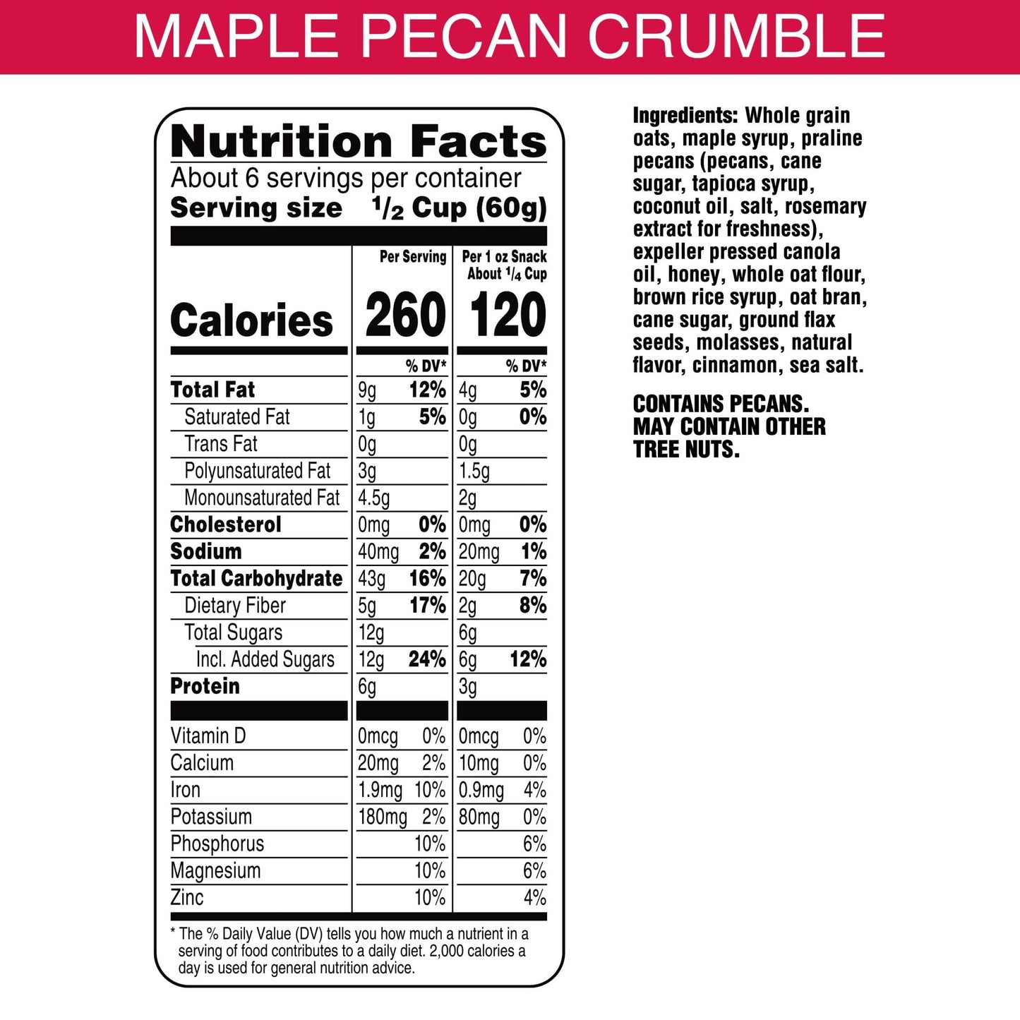 Bear Naked Granola, Maple Pecan, Non-GMO Project Verified and Kosher Dairy, 12oz Bag