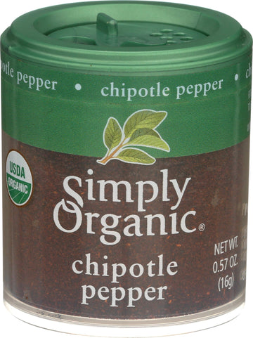 Simply Organic Chipotle Pepper Ground, Certified Organic, Kosher, Mini Spices | 0.57 Ounce (Pack of 1)