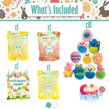 Easter Snack Brown Basket (50 Count) Filled With Treats, Candy, Peelable Gummies, Marshmallow Gummies, Bunny And More, Great Pac