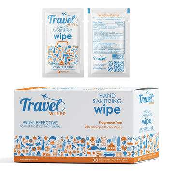 Hand Sanitizing Wipes Travel Size By Travel Wipes - Hand Sanitizer Wipes Individually Wrapped With Moisturizer And Fragrance-Fre