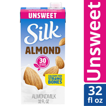 Silk Pure Almond Milk - Unsweetened - Case of 6 - 32 Fl oz. (6x32 FZ)