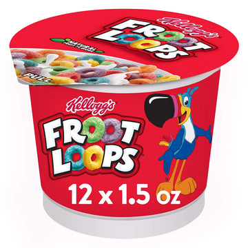 Kelloggs Froot Loops, Breakfast Cereal in a Cup, Low Fat, Bulk Size, 12 Count (Pack of 2, 9 oz Trays)