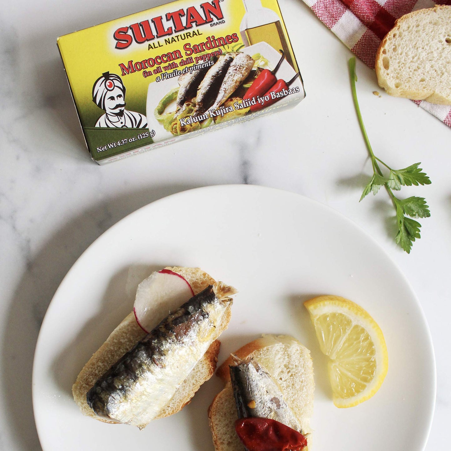 Sultan Sardines in Oil with Chili Peppers, All-Natural, High Protein, 4.4oz (Pack of 5)
