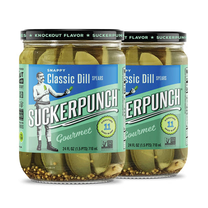 SuckerPunch Gourmet Classic Dill Pickle Spears 24 Ounce, 2-Pack