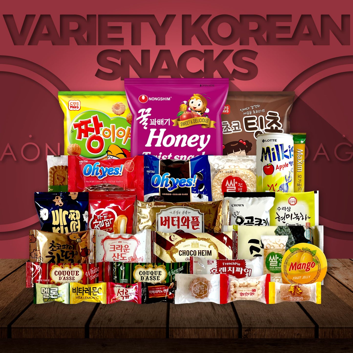 Dagaon Korean Snack Box 30 Count - Assorted Chips, Biscuits, Cookies & Candies - Perfect Gift for Any Occasion