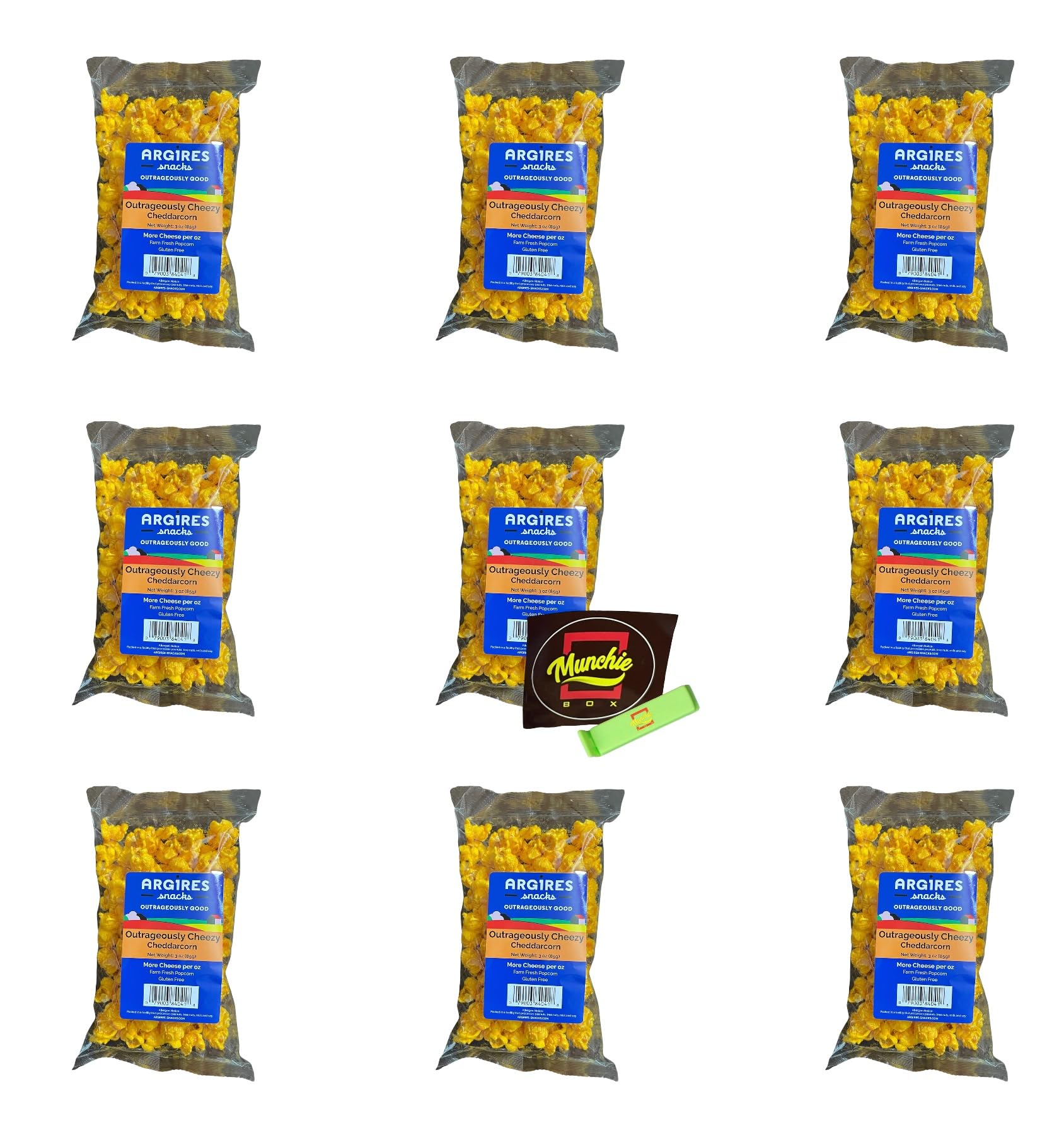 Argires Chicago 9 Pack Gourmet Cheddar Cheese Popcorn 3 Oz Bags - Chicago Snack House
