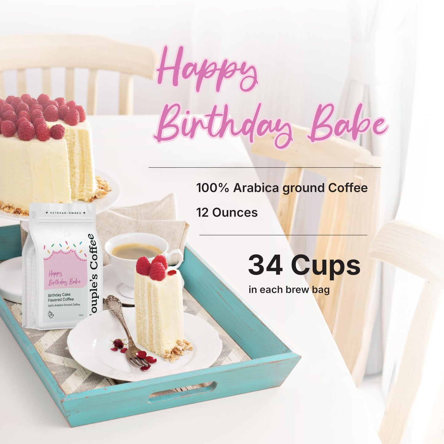 Couples Coffee Ground Coffee | Happy Birthday Babe | Birthday Cake Flavored Coffee