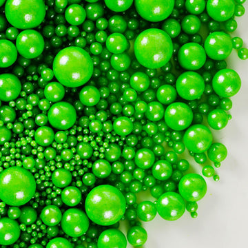 Kasvan Christmas Green Pearl Sugar Sprinkles - Edible Candy Pearls 130G/4.58 Oz, Mix Size, Baking Cake Decorations, Ice Cream To