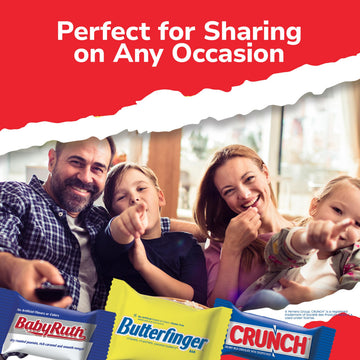 Butterfinger, CRUNCH, Baby Ruth And 100 Grand, 60 Count Candy Variety Pack, Assorted Fun Size Individually Wrapped Candy Bars, H