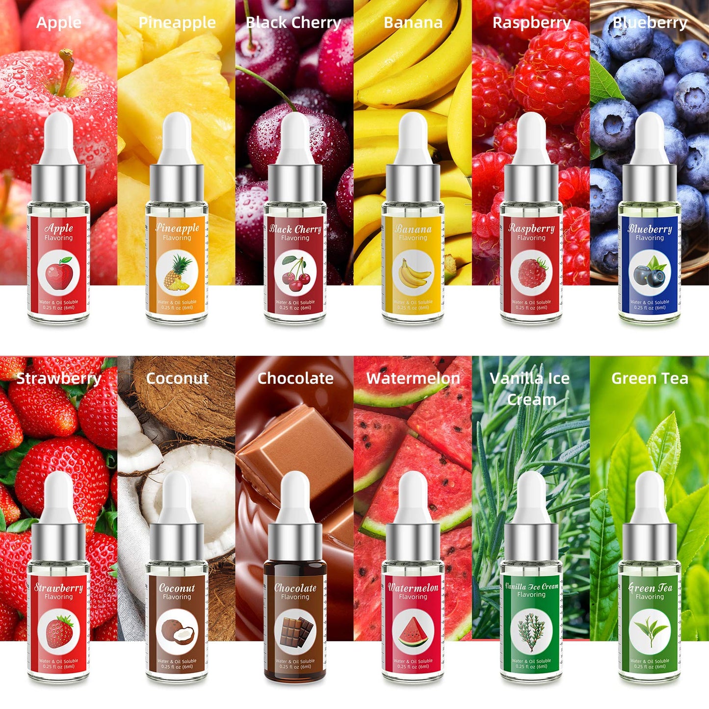 Nomeca Food Flavoring Oil, Candy Flavors Strawberry Chocolate Vanilla Flavoring Extract for Baking Cooking and Lip Gloss Making,
