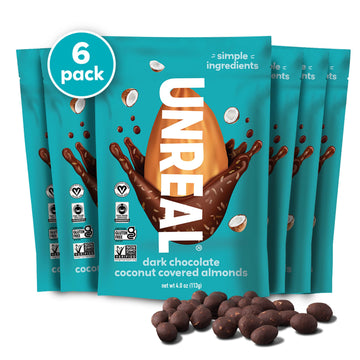 Unreal Dark Chocolate Coconut Almonds (6 Pack) - Certified Vegan, Gluten Free, Fair Trade, Non-Gmo, No Sugar Alcohols Or Soy (6