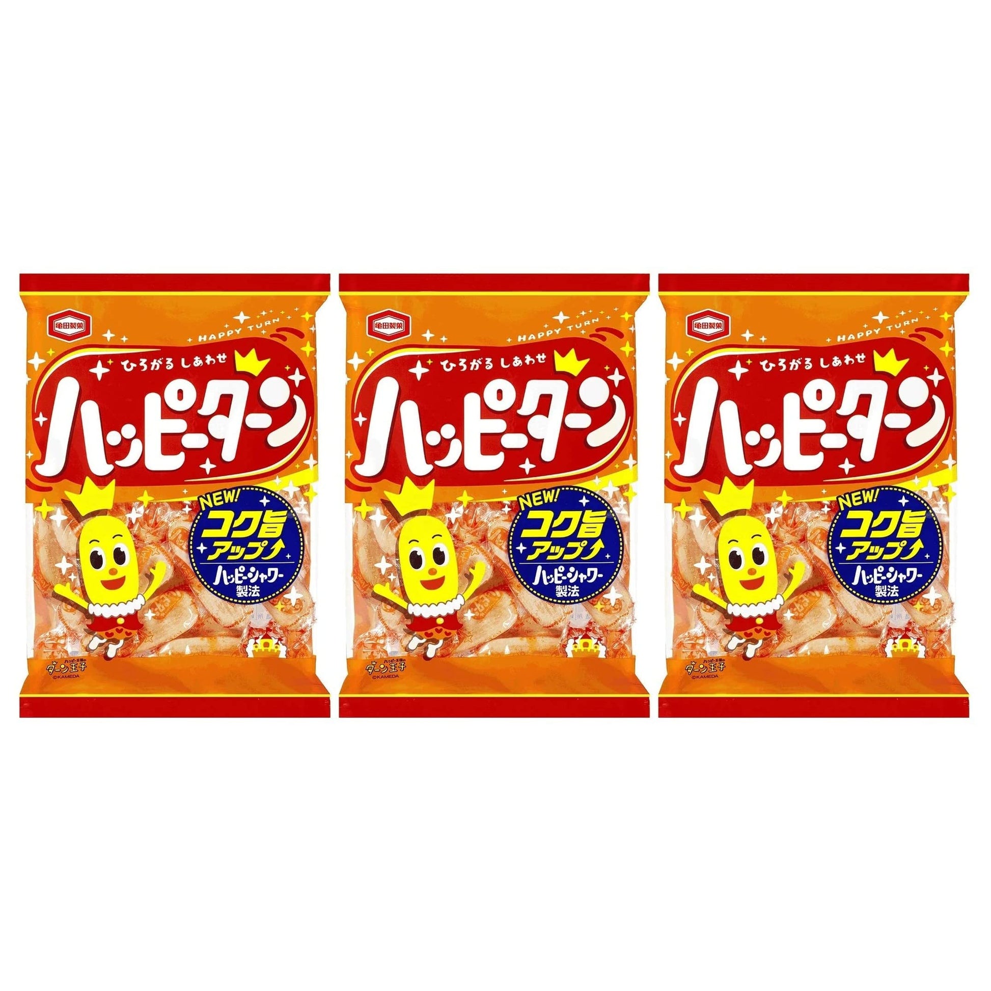 Happy Turn Happy Powder Covered Rice Crackers 3.8oz 3pcs Japanese Rice Cracker Confectionery Ninjapo