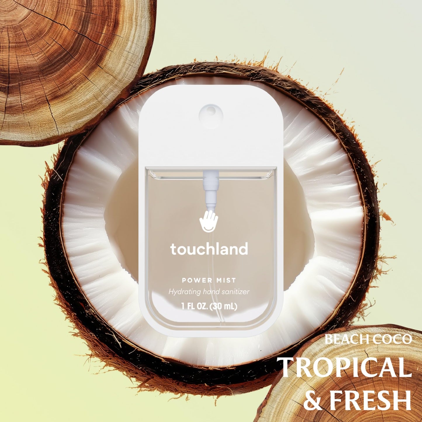 Touchland Power Mist Hydrating Hand Sanitizer Spray, Dye Free 3-Pack (Rainwater, Unscented, Beach Coco), 500-Sprays Each, 1Fl Oz