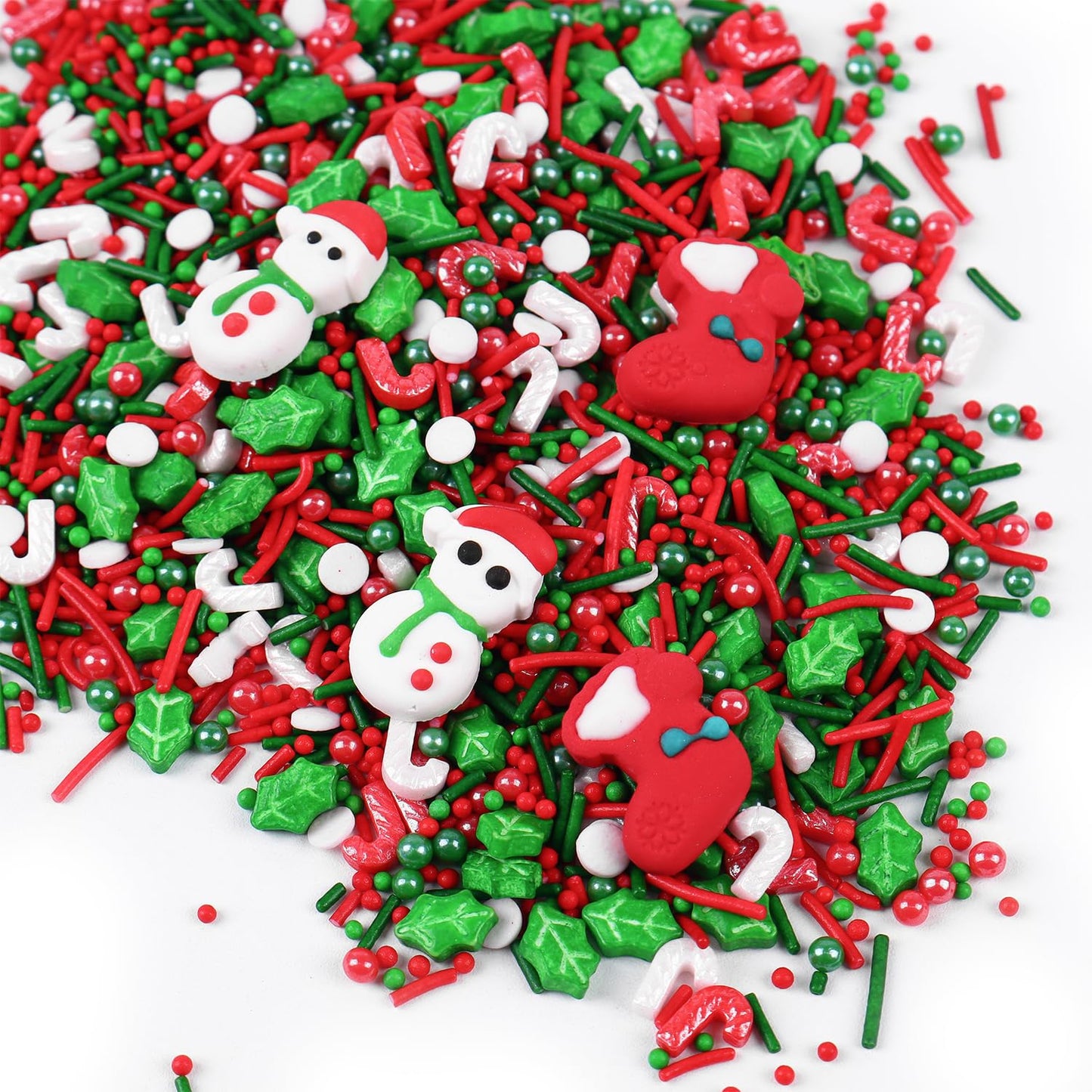 Christmas Snowman Sprinkles For Cake Decorating Edible 4.2 Ounce Stocking Icing Decoration Red And Green Pearls Sprinkles For Xm