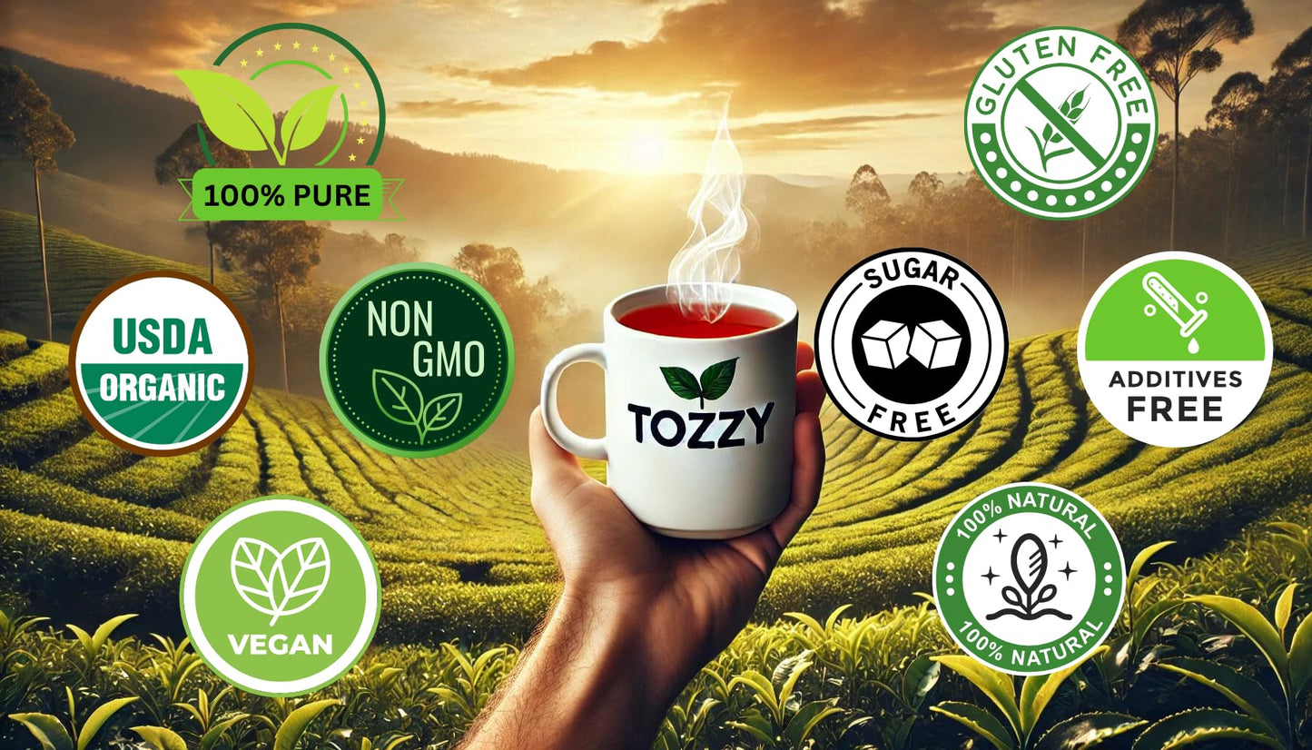 Tozzy Usda Organic Hibiscus Tea Bags | 3G X 42 Count (Large Pyramid Tea Bags) | Rich Concentration | Pure Plant-Based Ingredient