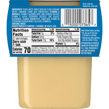 Gerber Baby Food 2nd Foods, Mixed Cereal, Pears & Cinnamon with Oatmeal Puree, 4 Ounce Tubs, 2-Pack (Pack of 8)