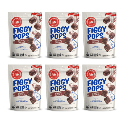 Made In Nature Organic Figgy Pops, Choco Crunch, 4.2 Ounce (Pack of 6) - Unbaked Fruit & Nut Energy Bites, Non-GMO, Gluten Free,