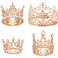 Hotop 4 Pcs Rose Gold Crown Cake Toppers Birthday Mini Flower Bouquet Crown Cupcake Toppers Vintage Rhinestone Pearl Crown Cake