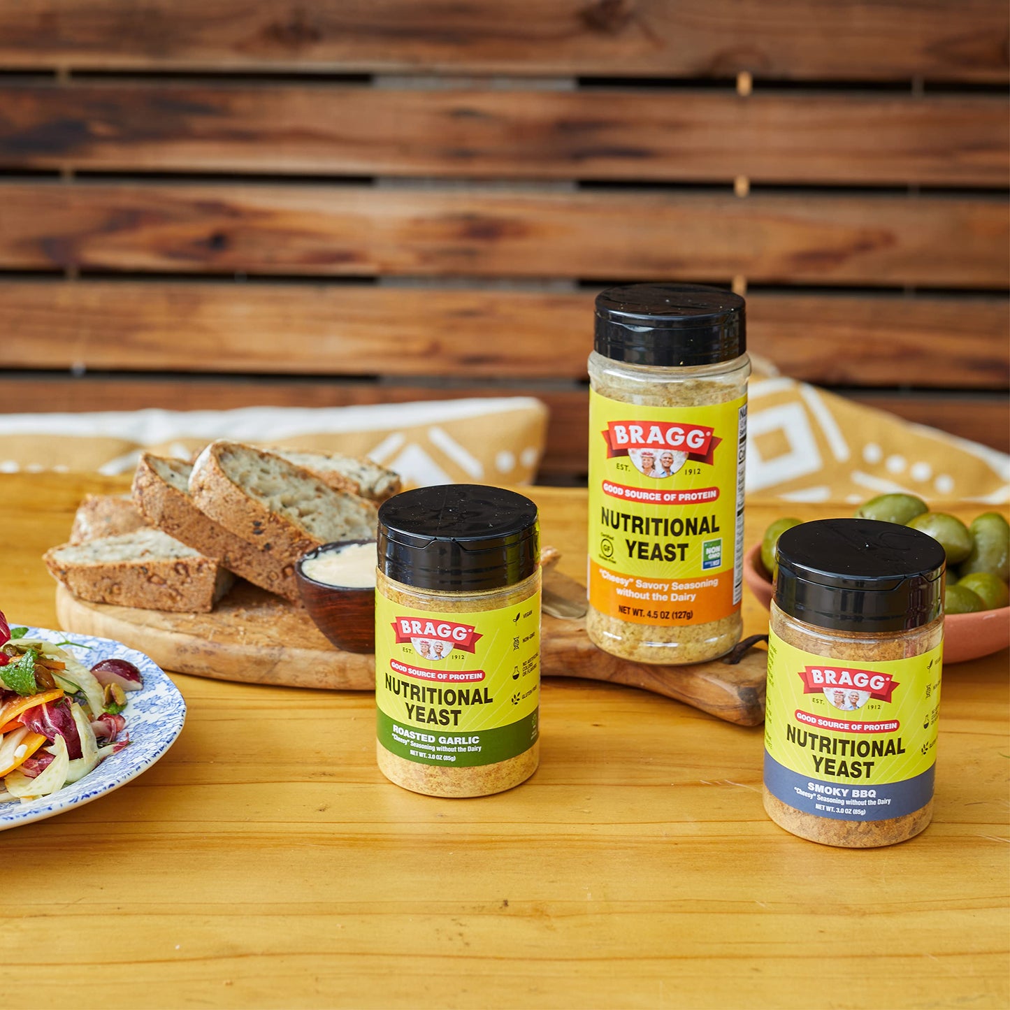 Bragg Nutritional Yeast Seasoning Variety Pack - (2 Pack) 3 oz - Dairy-Free Parmesan Cheese Substitute - Perfect for Salads, Pas