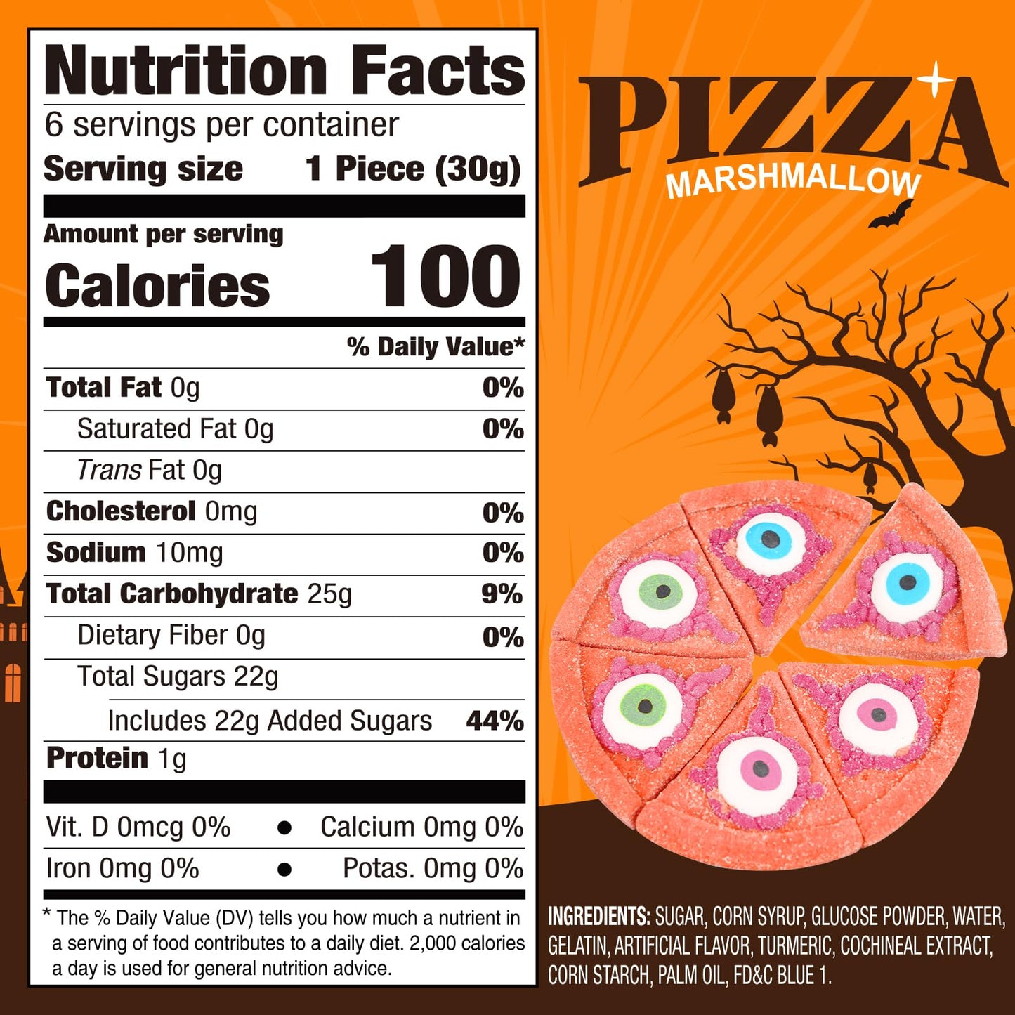 Amos Halloween Pizza Gummy & Eyeball Marshmallow Candy – Fun   for Kids & Parties – 180g Bag