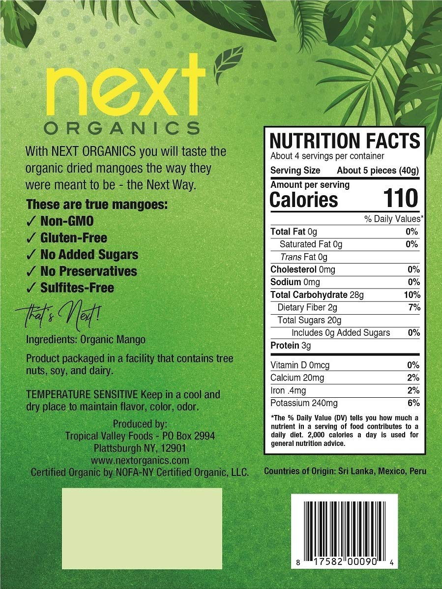 Next Organics Dried Mango, 6 oz Bag (Pack of 1) (20817582000908)