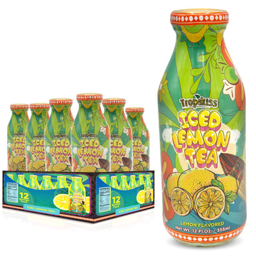 Tropikiss 12-Pack Lemon Iced Tea - Antioxidant-Rich Refreshing Drink | Natural Bottled Ice Tea | Healthy & Flavorful Beverage