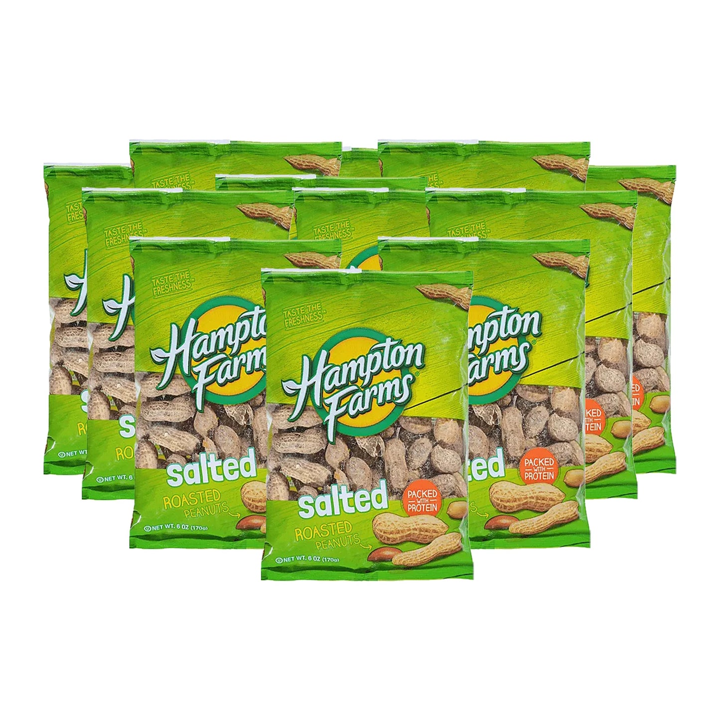 Hampton's Roasted Salted In Shell Peanuts, 6 Ounce Bag (12-Pack)