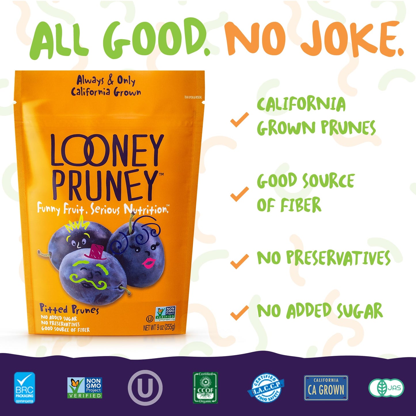 Looney Pruney Pitted Dried Prunes for the Entire Family | Always California-Grown | Kosher | No Added Sugar & No Preservatives (