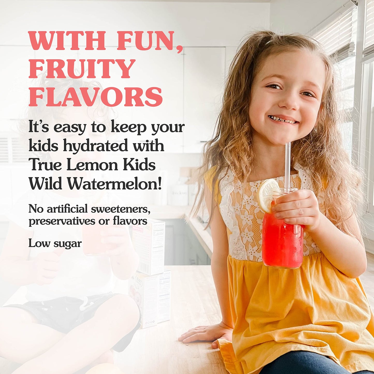 True Lemon Kids Wild Watermelon (10 Packets) - Hydration For Kids - No Preservatives, No Artificial Flavors & Sweeteners - Low Sugar Water Flavoring - Juice Powdered Drink Mix