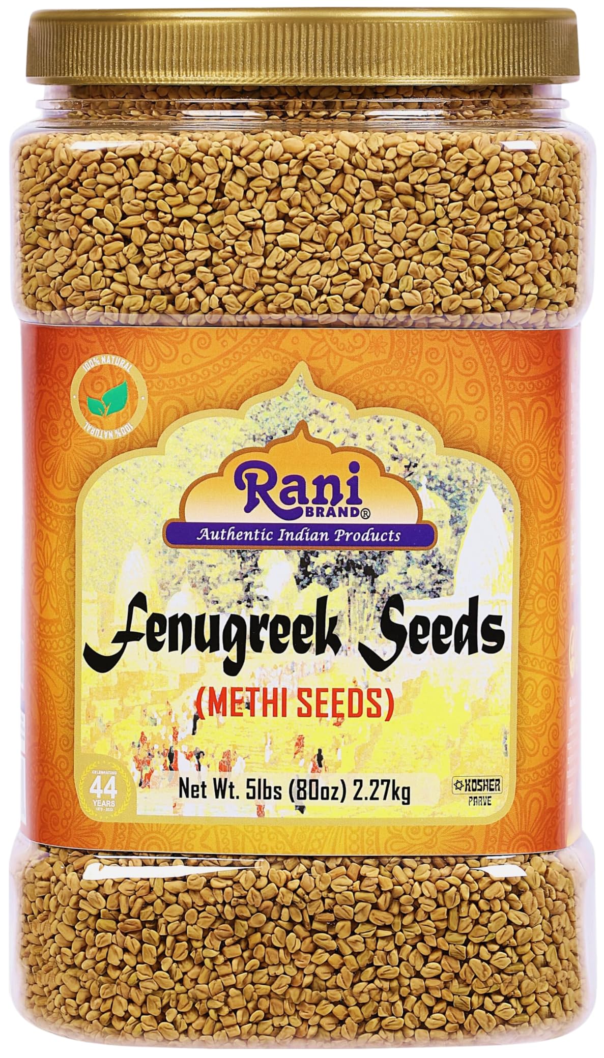Rani Fenugreek (Methi) Seeds Whole 80oz (5lbs) 2.27kg Bulk PET Jar, Trigonella foenum graecum ~ All Natural | Vegan | Gluten Fri