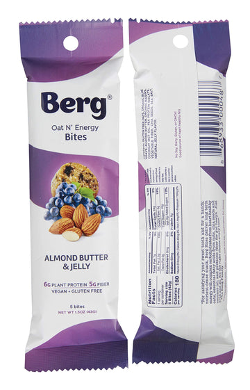 Berg Oat N' Energy Bites - Non-Gmo, Gluten Free, Dairy Free, Soy Free And Vegan - Clean Energy Snack - 1.5Oz, Pack Of 8 (Almond