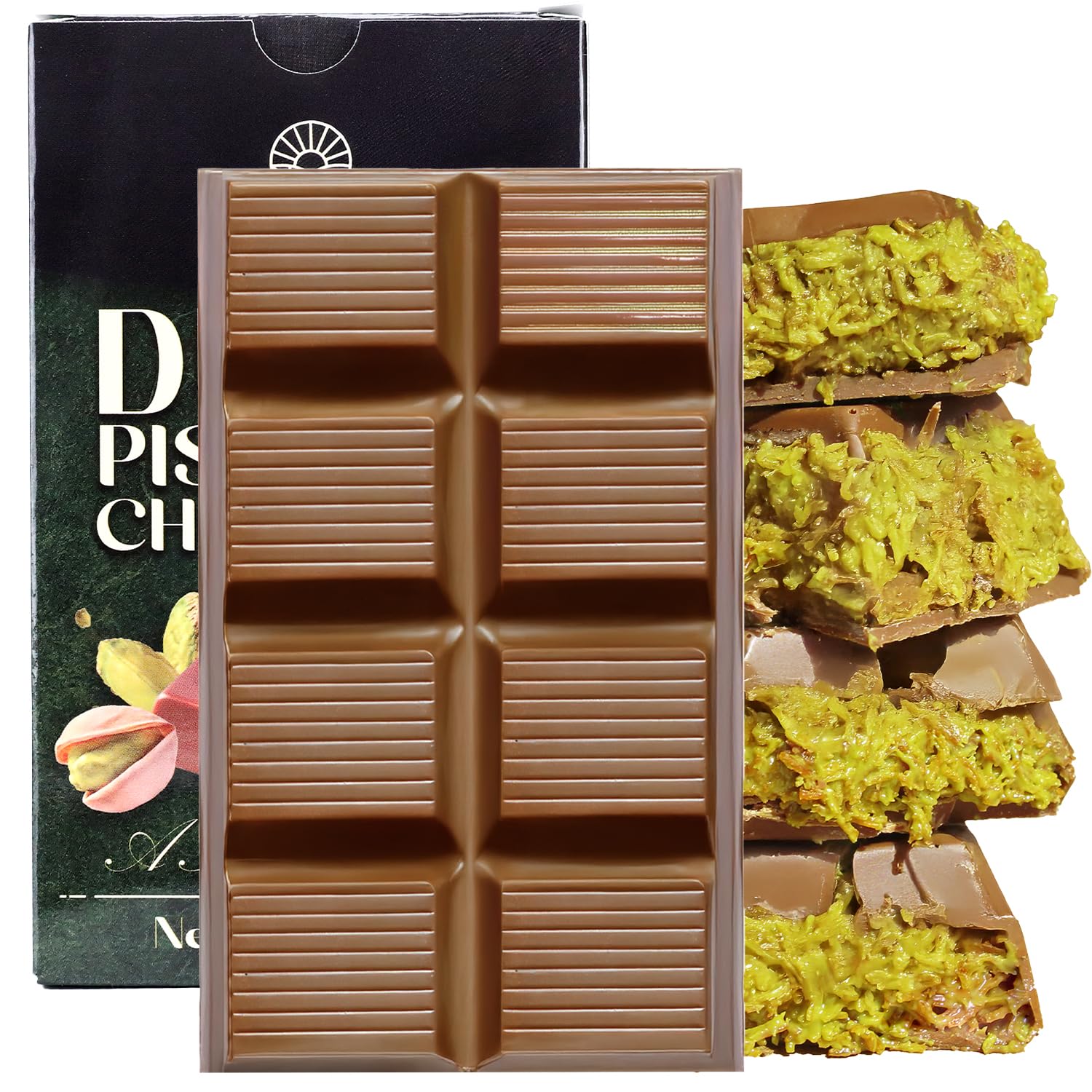 Dubai Chocolate Bar, Pistachio Chocolate Knafeh Bar (7 Oz, Pistachio)