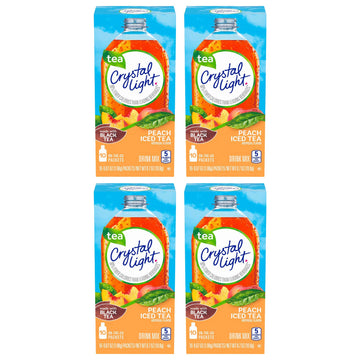Crystal Light On The Go Peach Tea, 10-Count Boxes, 0.7 Ounce Each, Pack of 4