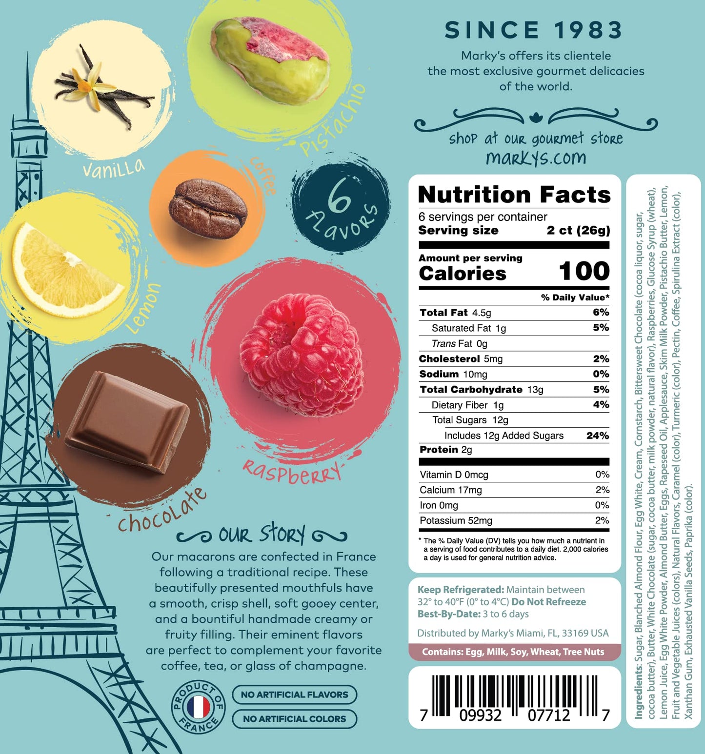 Marky'S French Almond Macarons Gift Box - 12 Pcs - Assorted Macaroons Basket Variety Of Flavors Cookies Imported From France