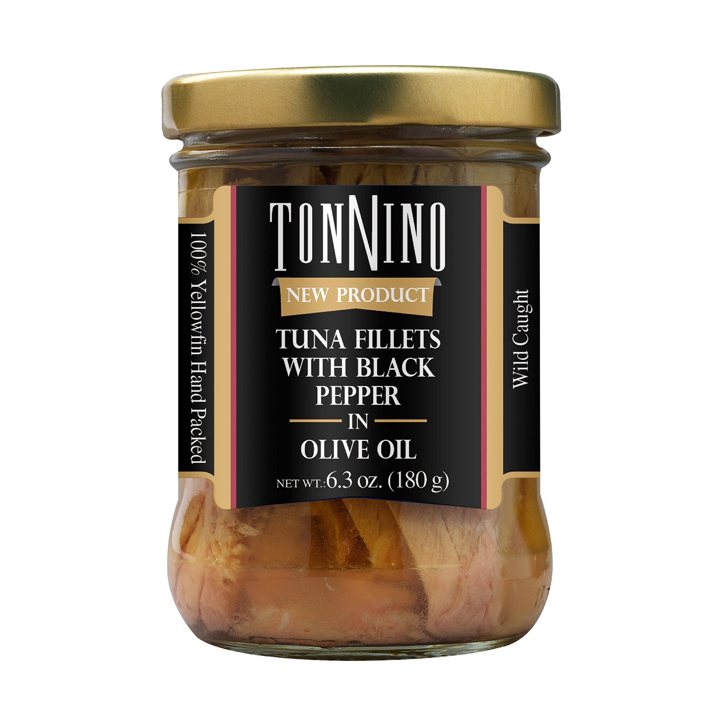 Tonnino Yellowfin Tuna In Olive Oil With Black Pepper 6.3 Oz - Gourmet 6-Pack: Omega-3, High Protein, Gluten-Free, Ready-To-Eat Tuna Packets For Tuna Salad, Tuna Fish Alternative To Salmon