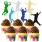 Gyufise 24Pcs Colorful Boy Trampoline Cupcake Toppers Trampoline Cake Toppers Picks Jump Birthday Party Supplies Jump Trampoline