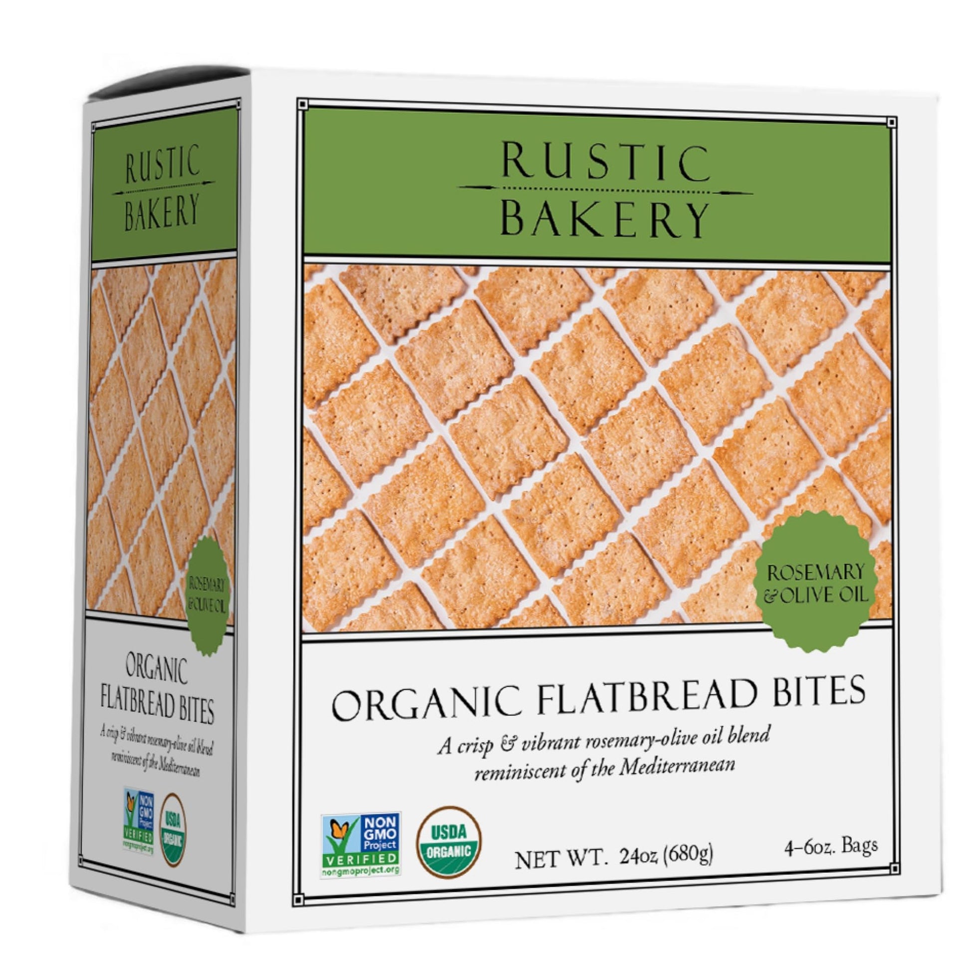 Rustic Bakery Handmade Sourdough Flatbread Cracker Bites - Rosemary & Olive Oil - Rosemary Charcuterie Crackers for Cheese Platt