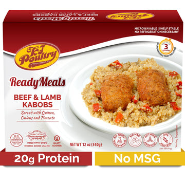 KJ Poultry Kosher Ready Meals - Beef Lamb Kabob & Quinoa, MRE Meat Meals Ready to Eat (1 Pack) Prepared Entree Fully Cooked, She