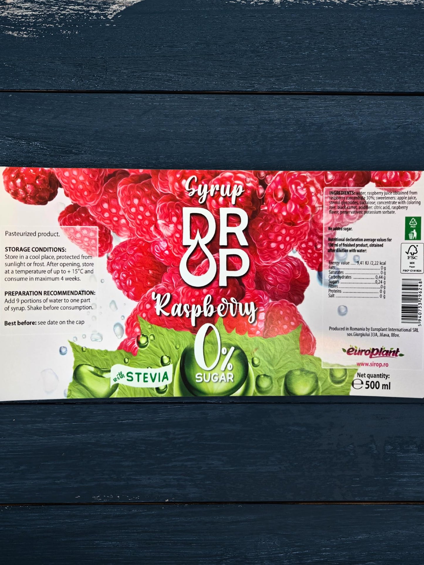 Drop Sugar-Free Raspberry Syrup, Stevia Sweetener, 16.9 Fl Oz, Zero Calories, Non-GMO, Keto-Friendly