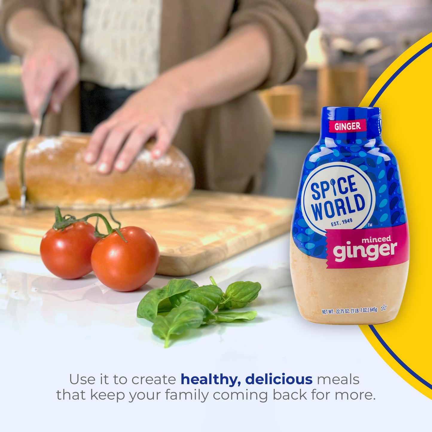 Spice World Squeezable Minced Ginger - 22.75Oz Ready-To-Use Perfect For Stir Fry, Marinades, & More - Simply Squeeze The Ginger