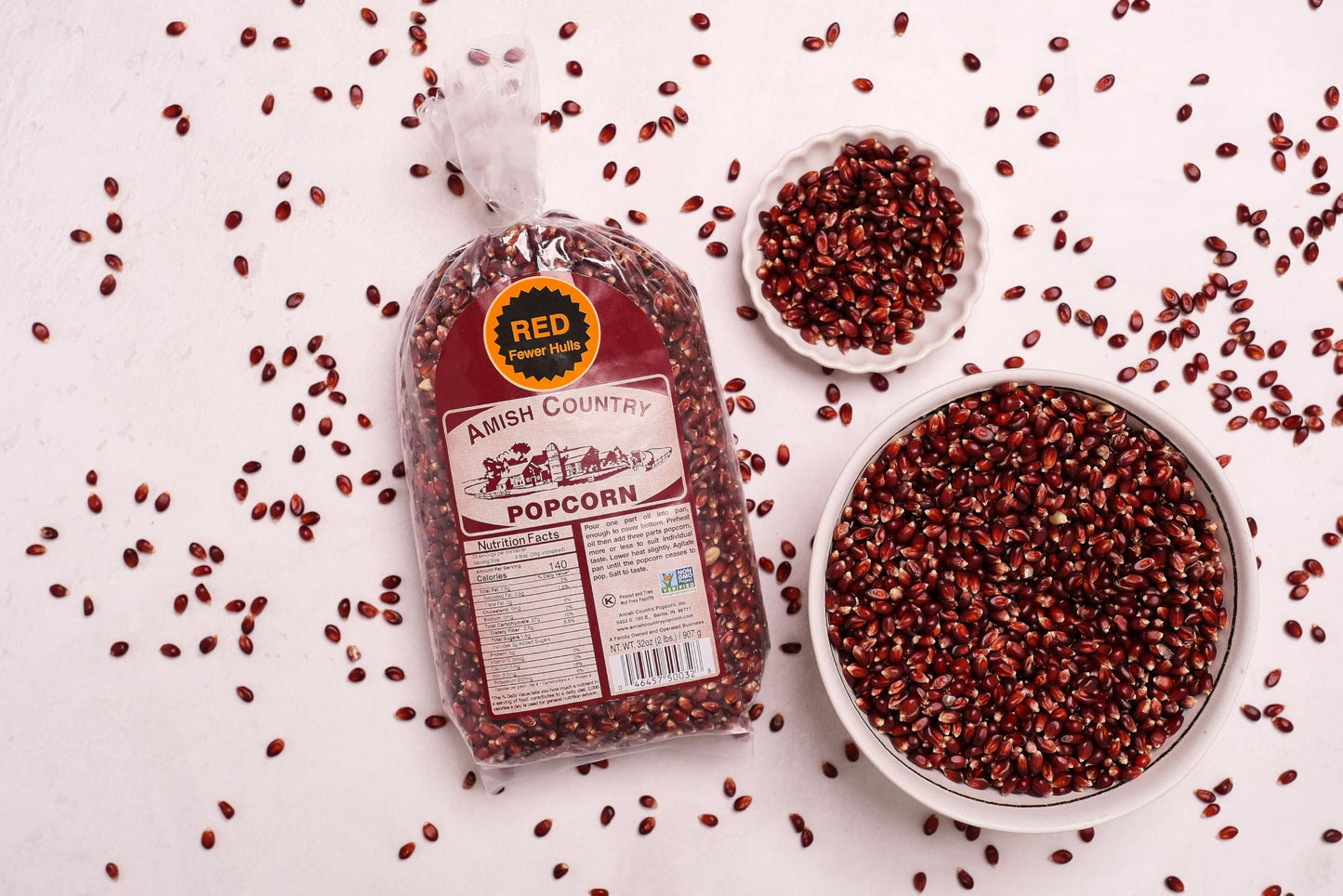 Amish Country Popcorn | 2-2 lbs Bags | Red Popcorn Kernels | Old Fashioned, Non-GMO and Gluten Free