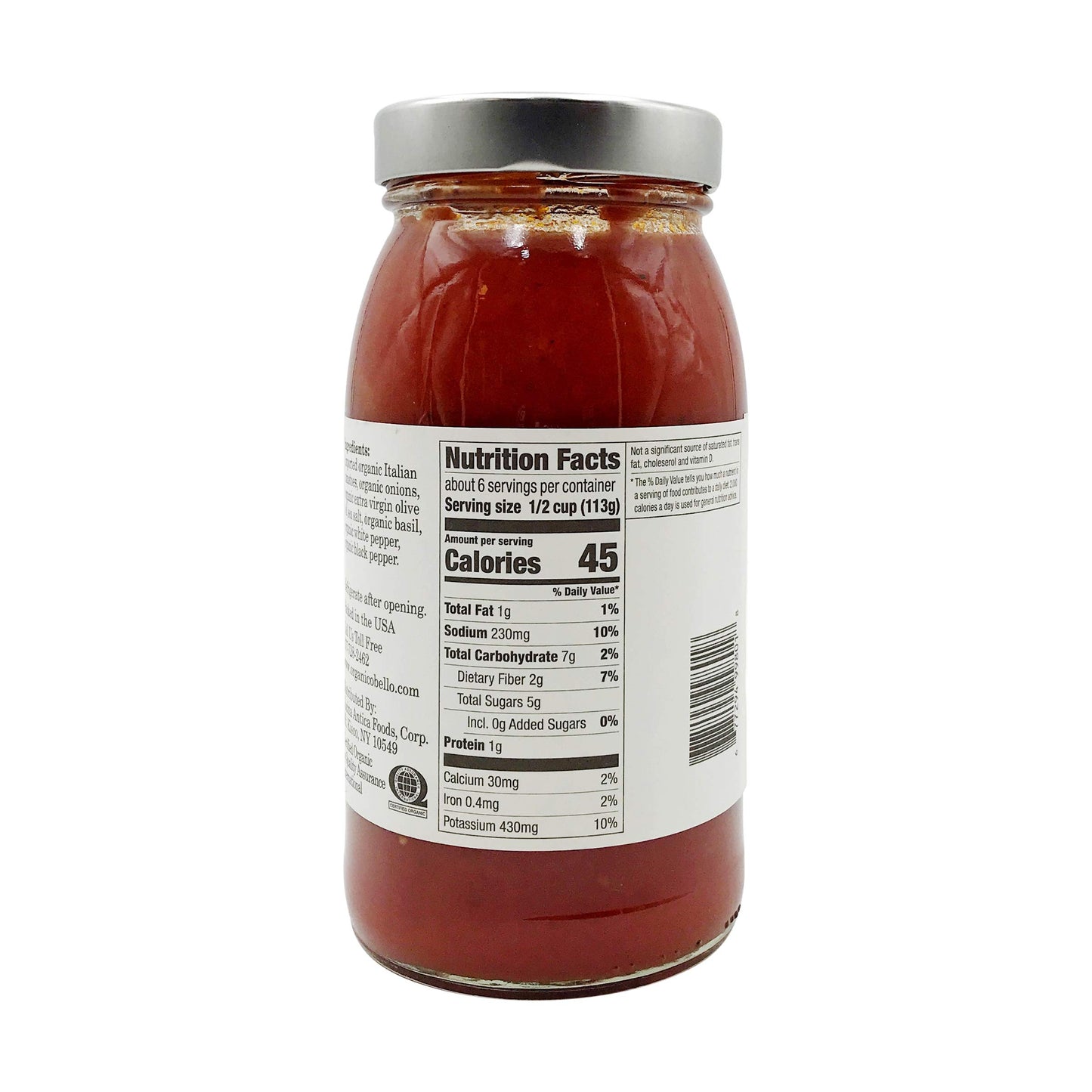 Organico Bello Organic Pasta Sauce Tomato Basil - 25 oz