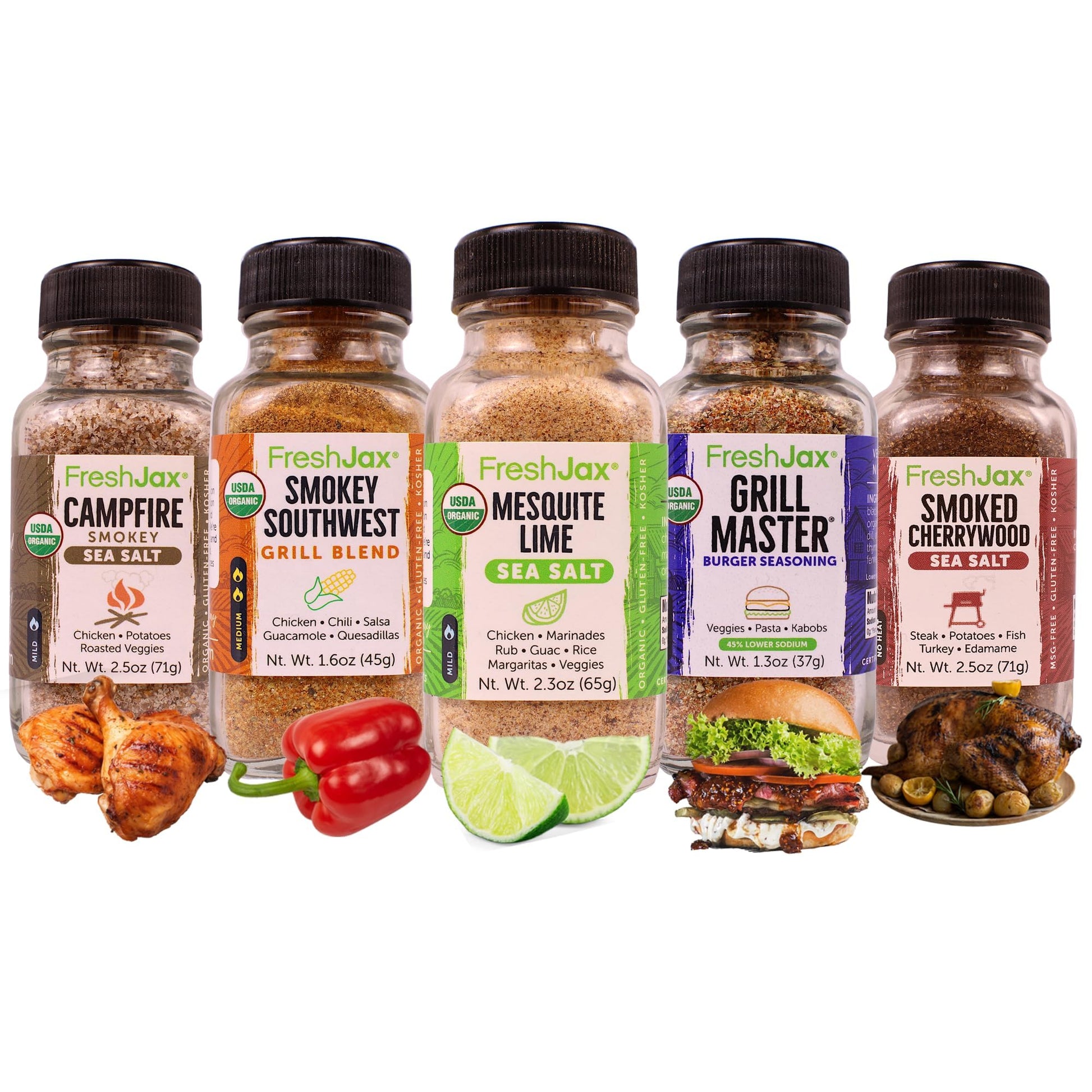 FreshJax Smoked Seasoning Gift Set - 5 Organic Smoked Spices - BBQ Grill Rubs in Giftable Box