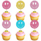 24 Pcs Preppy Smile Face Cupcake Toppers Colorful Glitter Star Lightning Y2K 2000S Pink Party Bachelorette Cupcake Picks For Pre