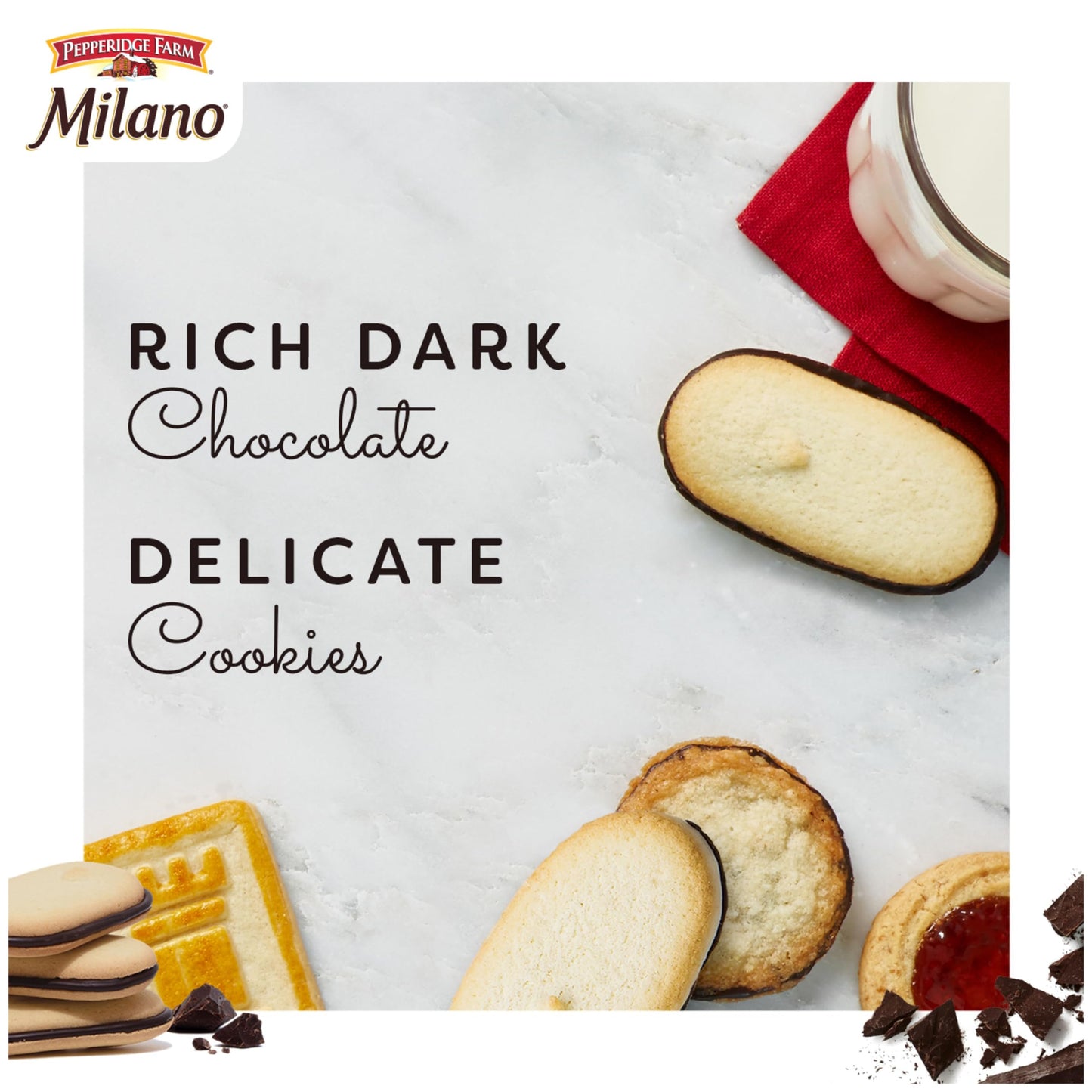 Pepperidge Farm Milano Dark Chocolate Cookies, 6 OZ Bag, 15 Cookies, Brown
