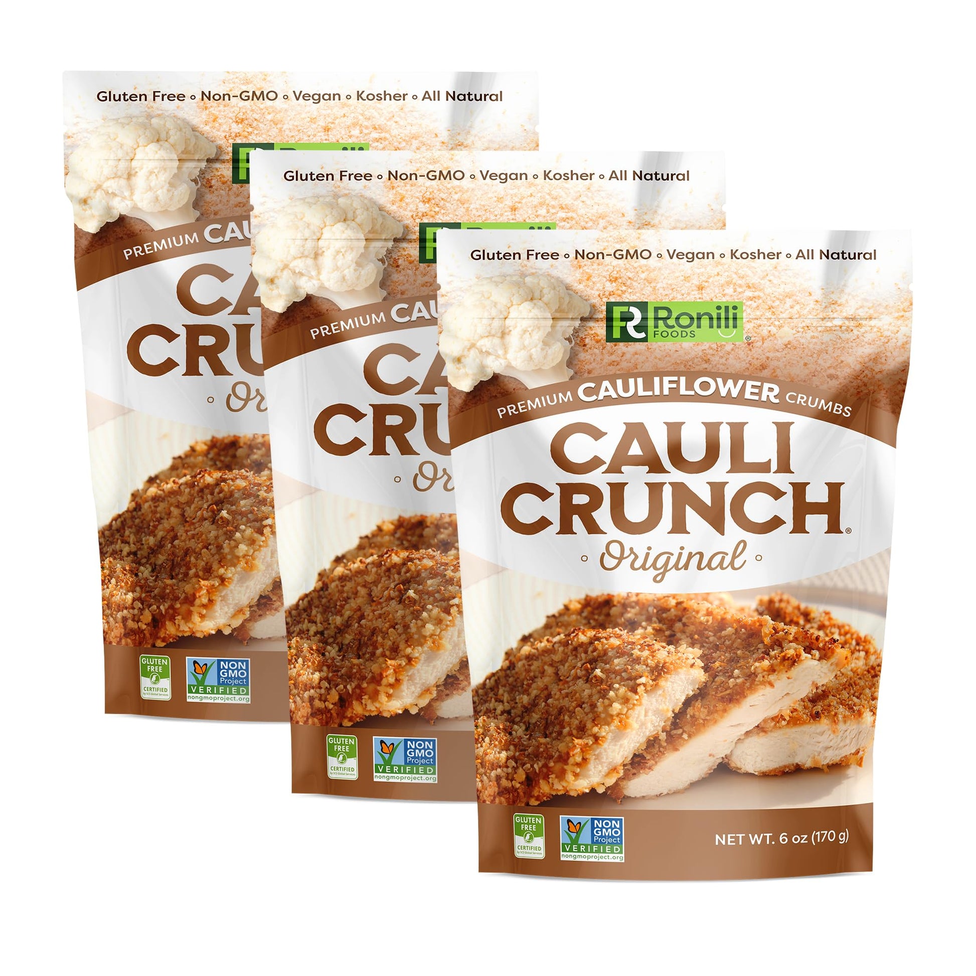 Cauli Crunch | Original Gluten Free Cauliflower Bread Crumbs - Bread-Free Breadcrumbs, Certified Gluten Free + NON-GMO, Vegan, K