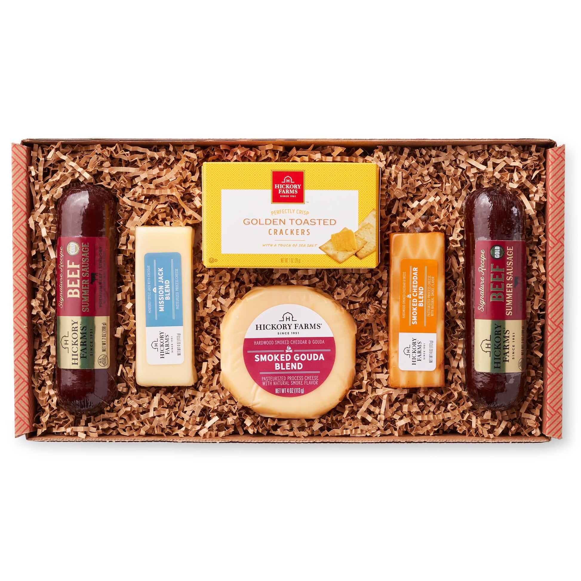 Hickory Farms Signature Beef and Cheese Gift Basket – Charcuterie Set, 6 oz, Perfect for Holidays and Special Occasions