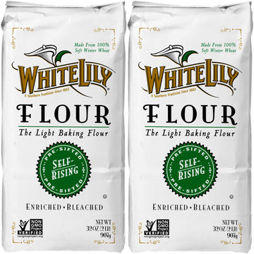 White Lily Self-Rising, Enriched Bleached Flour, 2 lb Bag (Pack of 2)